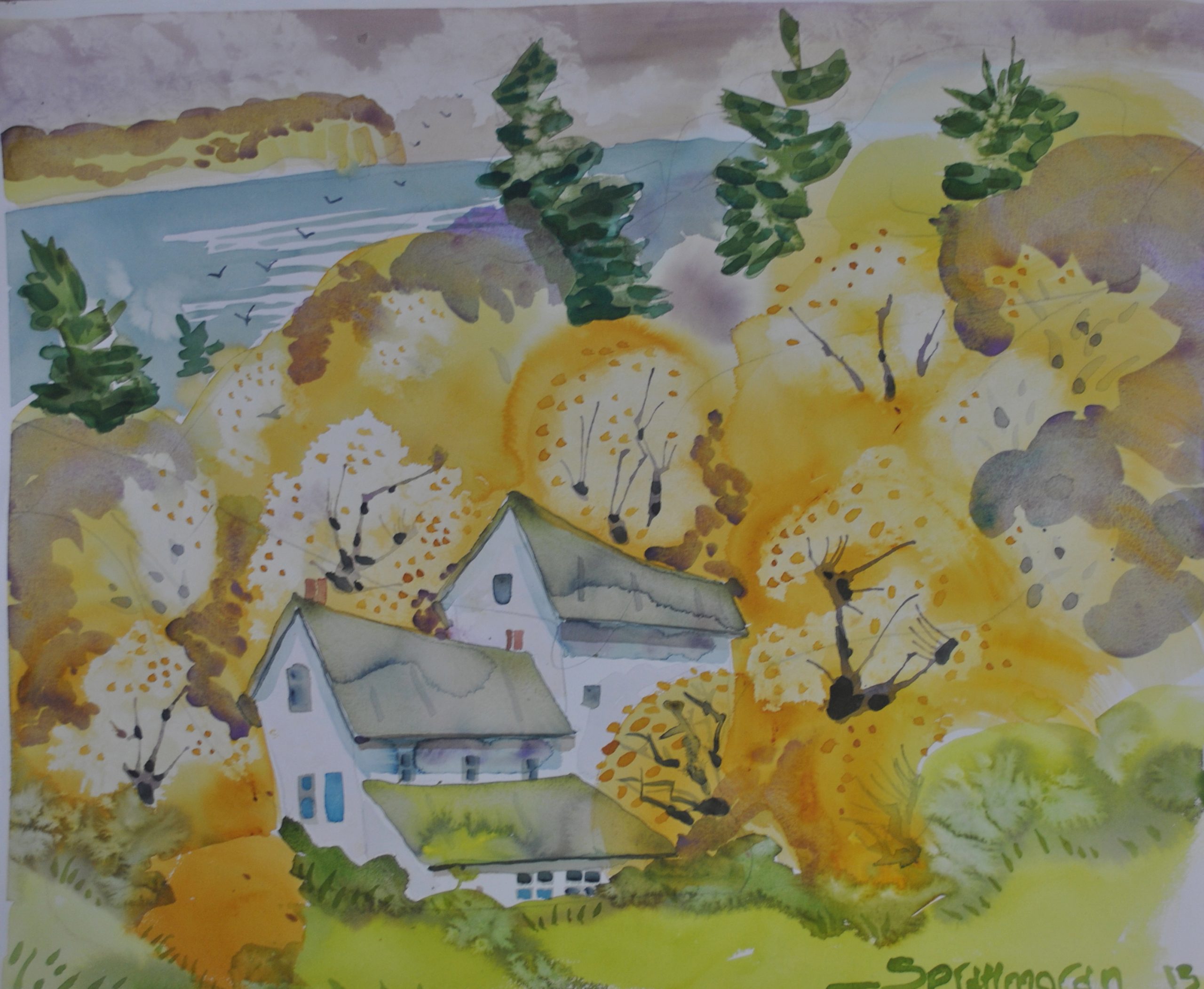 Duncan Spratt Moran painting from top of hill