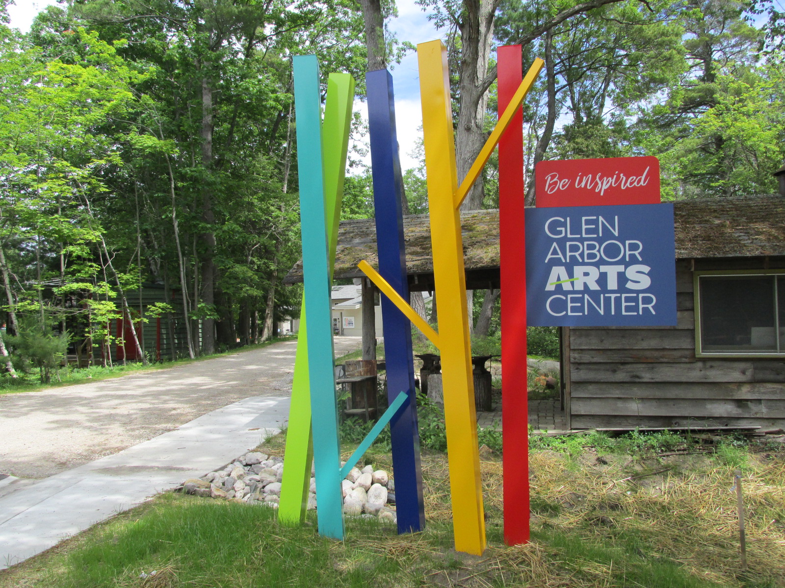 Glen Arbor Arts Center new sign sculpture