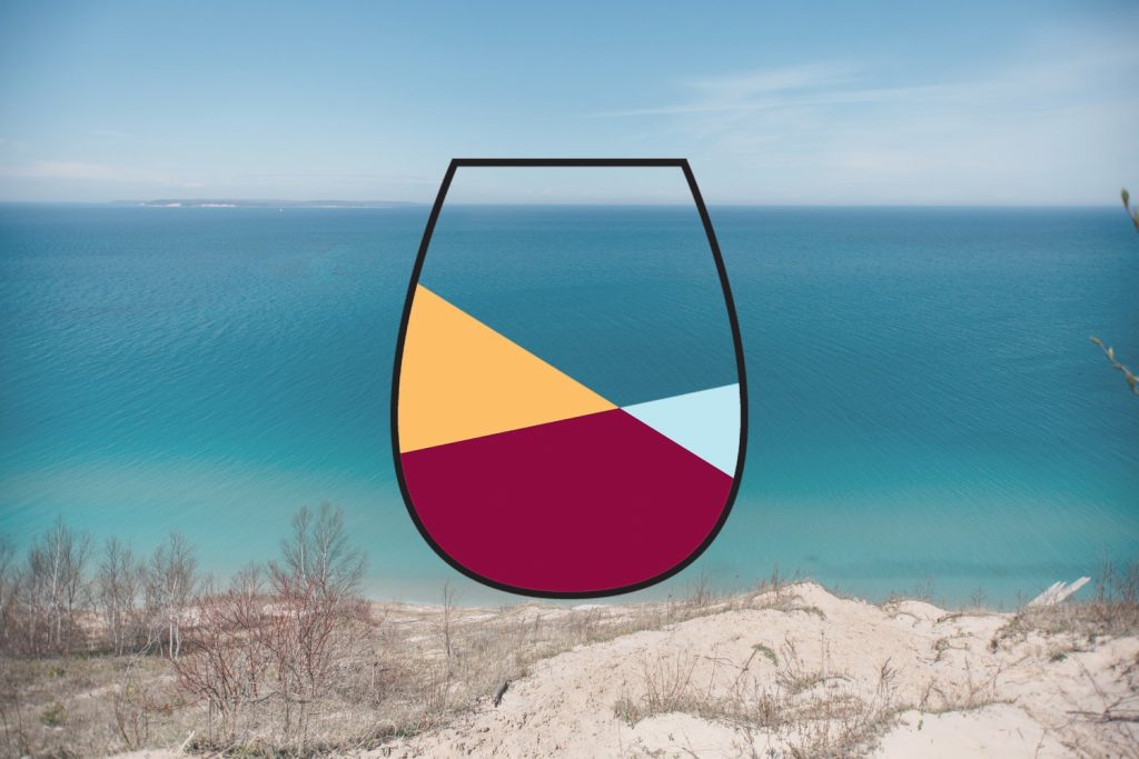 photo of Glen Arbor Village Wine Trail logo superimposed on beach photo