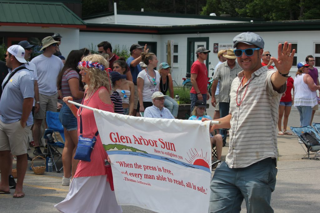 Jacob Wheeler & Linda Dewey for Glen Arbor Sun in 4th of July Parade