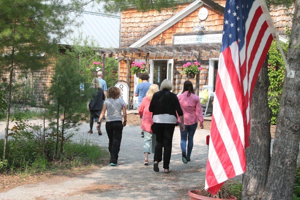 people shopping in the summer in glen arbor