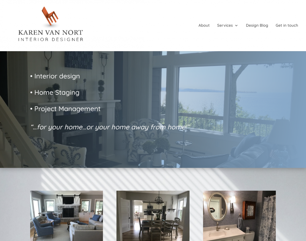 screen shot of website for Staged To Sell Interior Designer Karen Van Nort