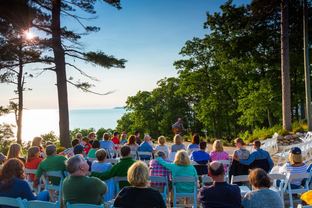 live concert with a view of Lake MI from The Homestead