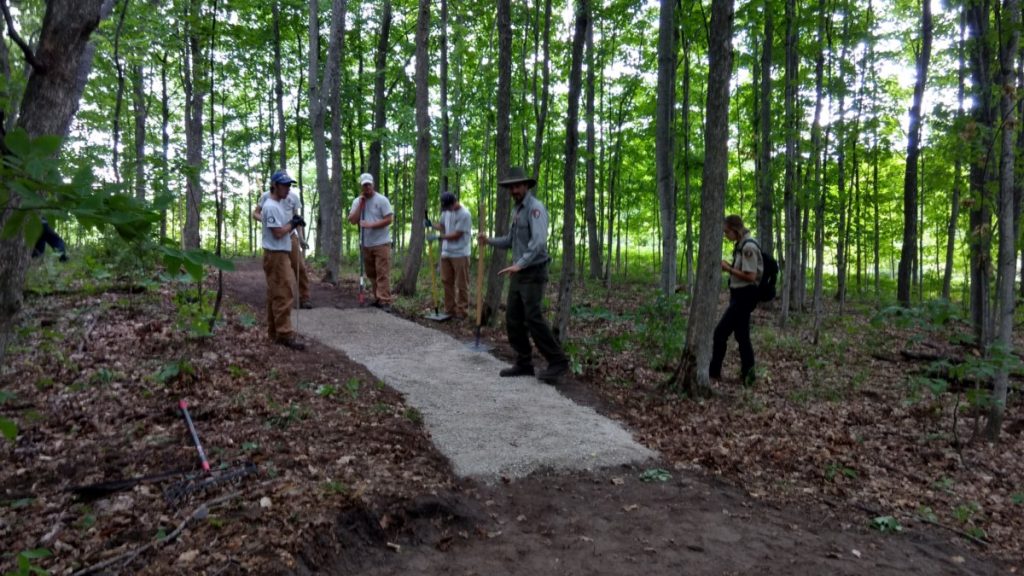 workers on the new Kettles Trail