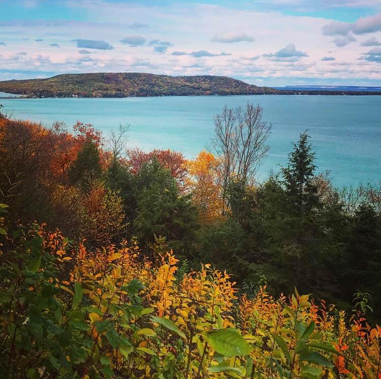 fall colors from Miller Hill over Glen Lake
