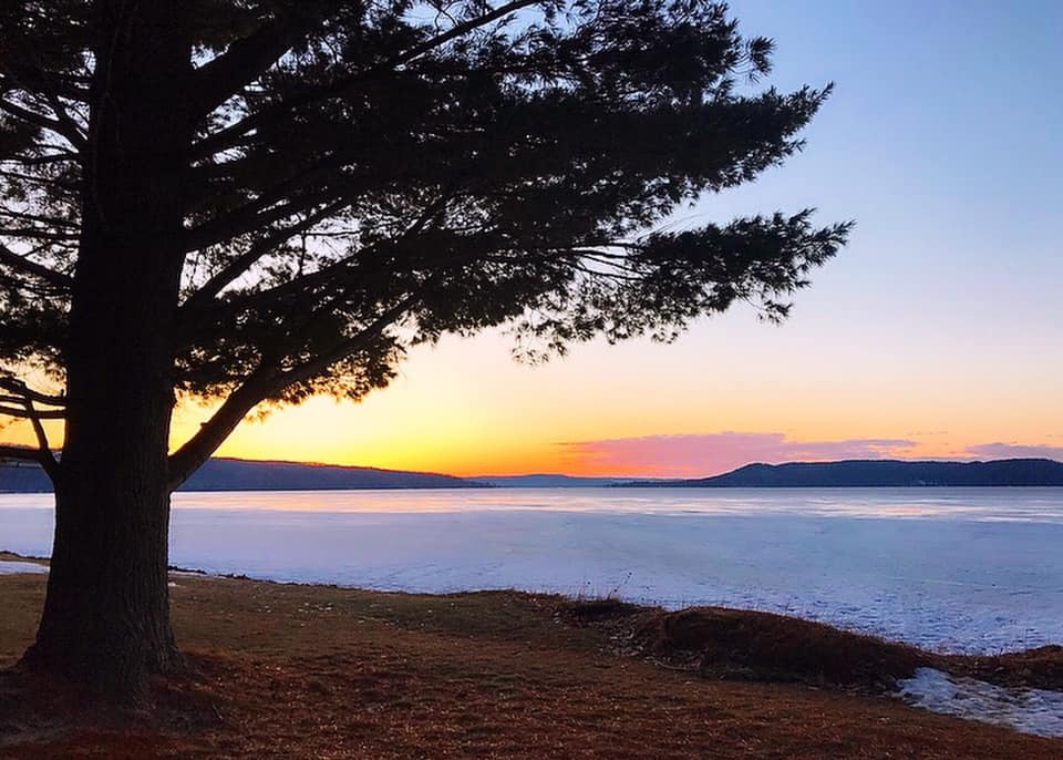 Spring sunset over Glen Lake