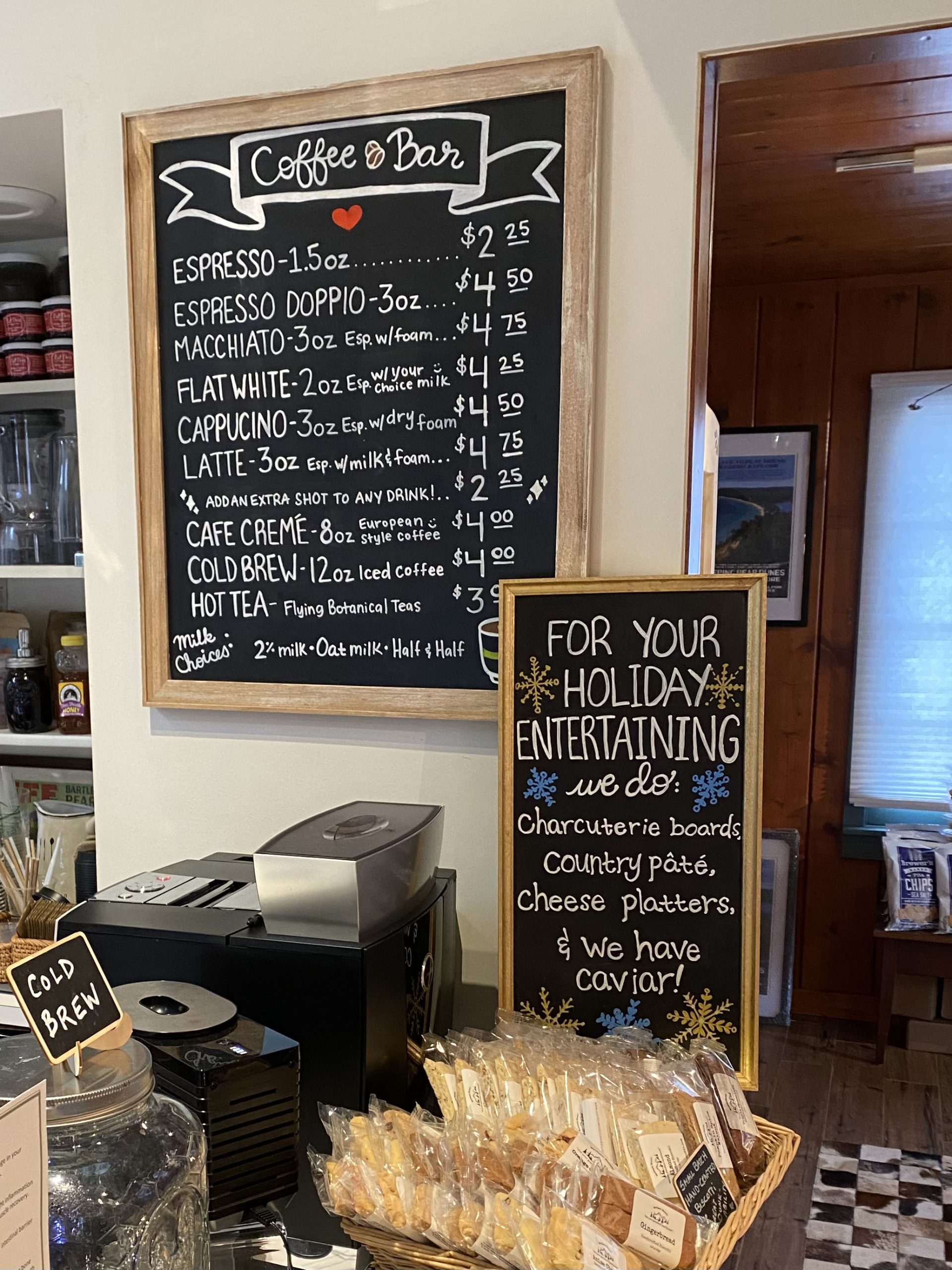 chalkboard menus at inn and trail gourmet