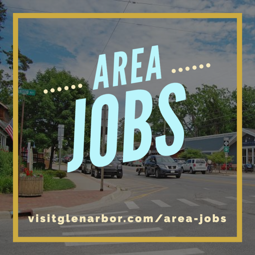 area jobs graphic promoting listing of employment opportunities in Glen Arbor, MI area