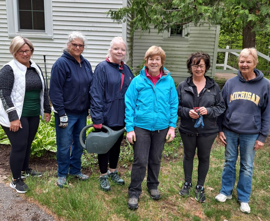 Glen Lake Women's club volunteers ready the Chapel and grounds at Old Settlers Park