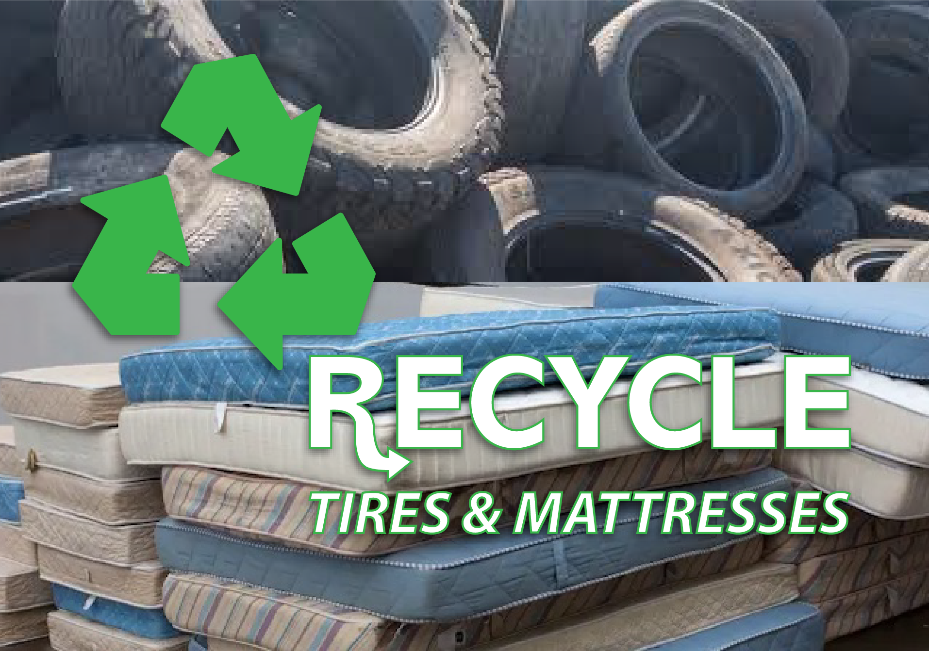 recycle scrap tire and mattress graphic