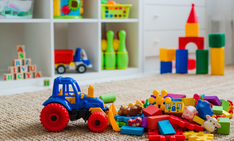 toys in playroom stock photo