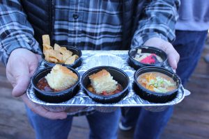 chili tray up close; cook off fundraiser event at boonedocks in Glen Arbor; President's Day weekend in February annually
