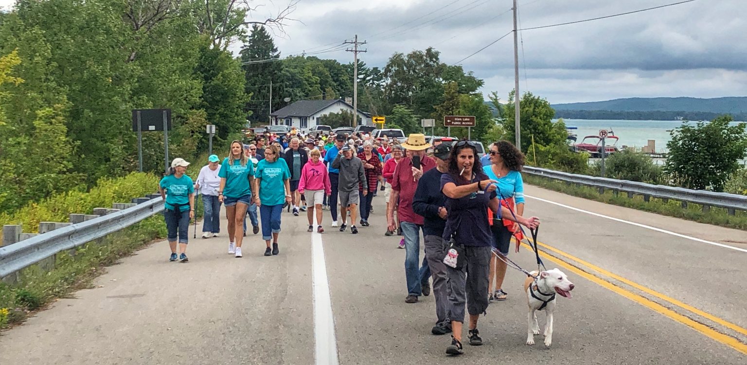 labor day bridge walk on the narrows of glen lake